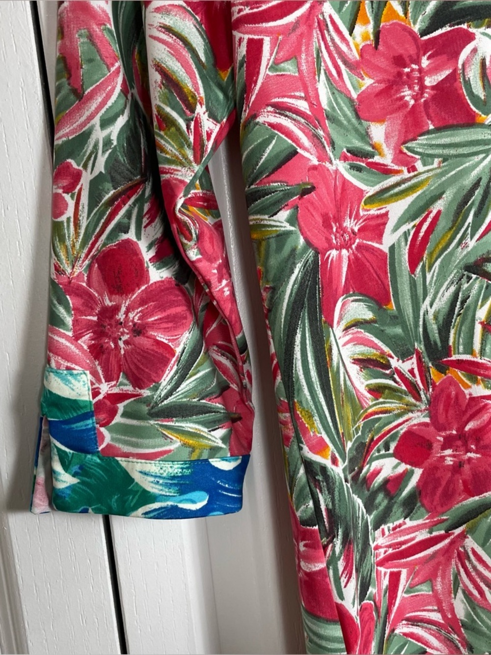 Caribbean Joe Relaxed Floral Dress Womens M Colorful 3/4 Sleeve Pull on Tropical - Picture 3 of 15